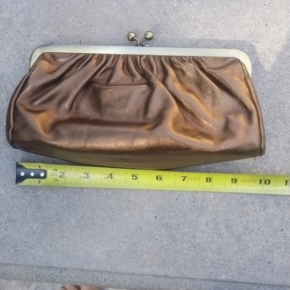 NWT EXPRESS genuine leather clutch purse, brown bronze - Picture 9 of 11